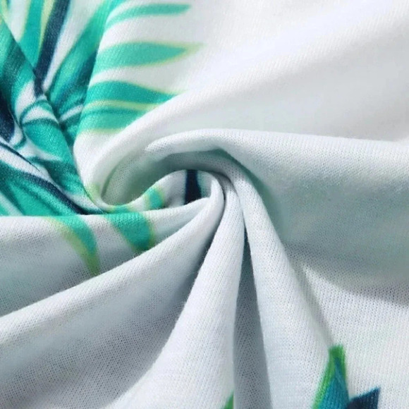 White Vacation Style Men's Tropical Print Polo Shirt - Picture 5 of 5